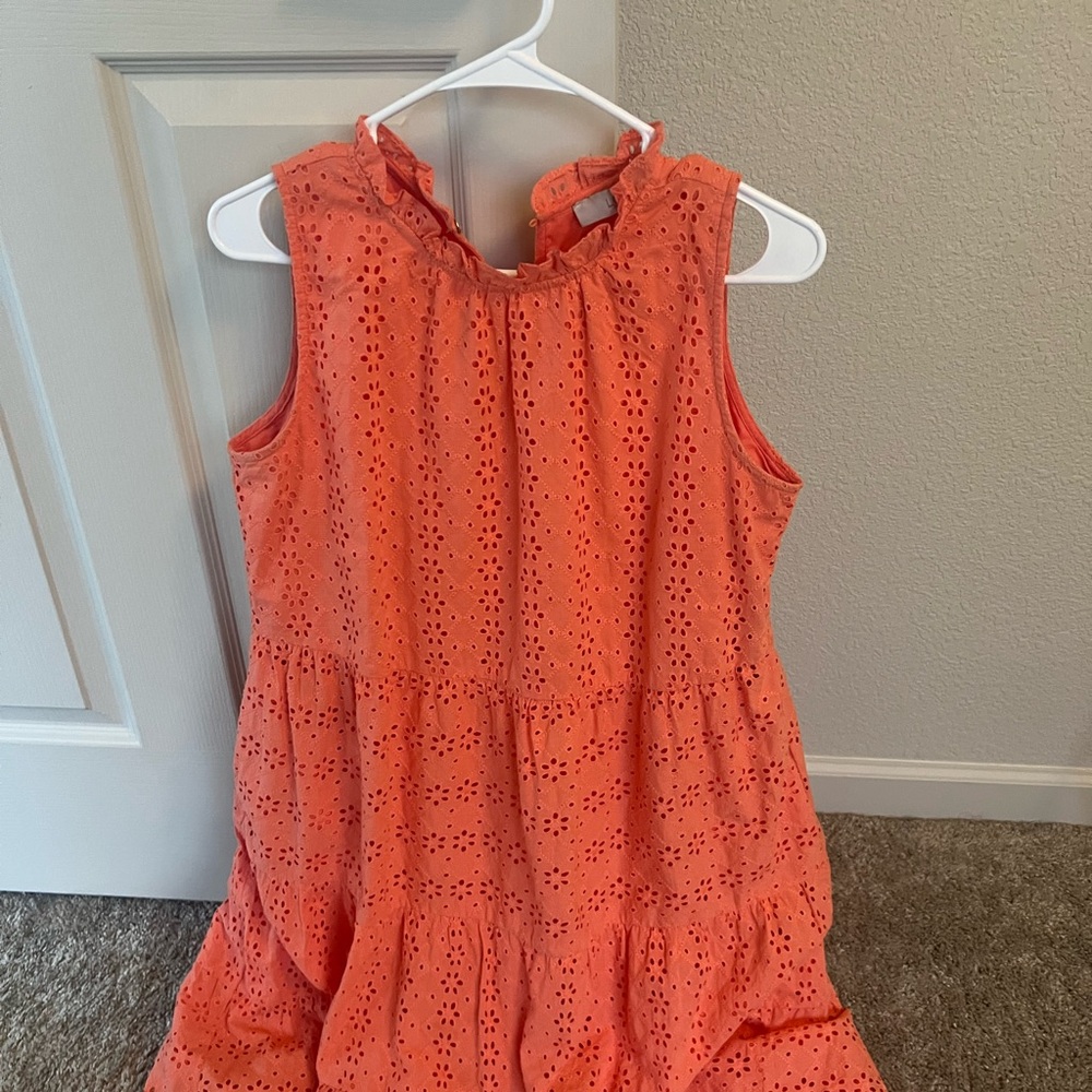 Girls' Orange Eyelet Kids Dress